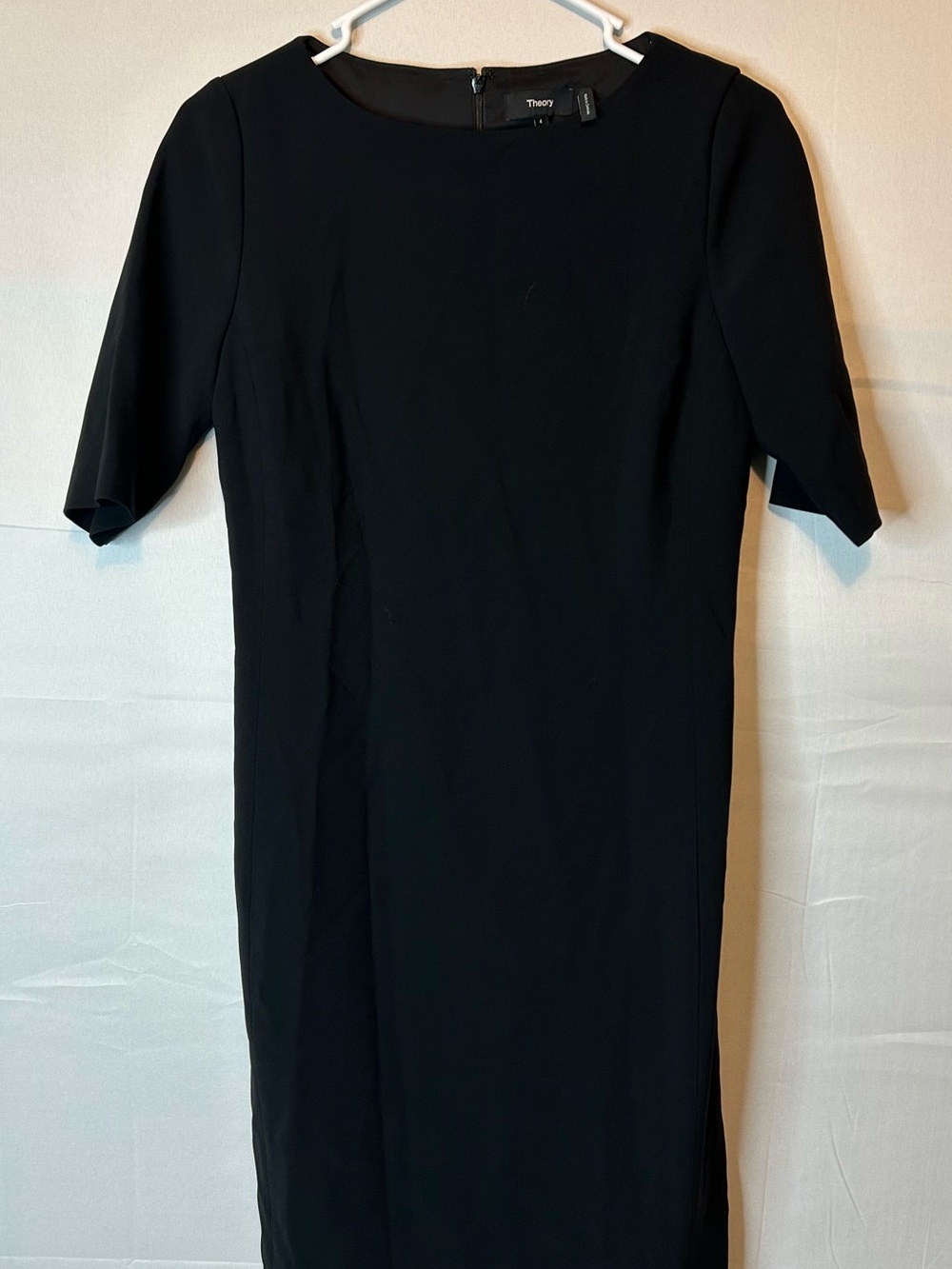Theory Women’s Size 4 Black Boatneck Midi Dress Crepe Quiet Luxury 62